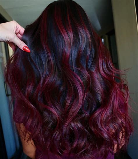 Pin by Nicole on hair color for birth day in 2020 | Black red hair, Black hair with red ...