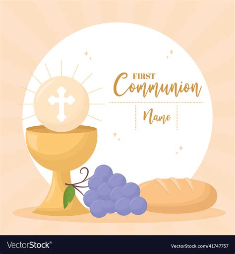 First communion items poster Royalty Free Vector Image