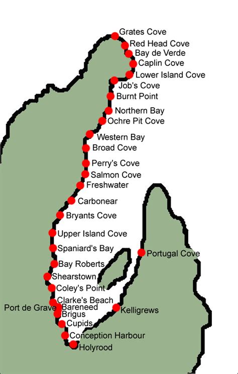 Map of Conception Bay Locals