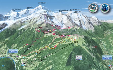 Chamonix Valley Ski Resorts Map, Grands Montets, la Flegere, Brevent