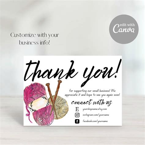 Thank You for Your Order, Etsy Thank You Card, Small Business Thank You, Knitting Thank You ...