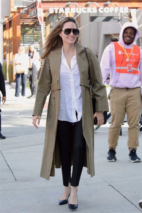 Angelina Jolie in a Beige Trench Coat Was Seen Out in Los Angeles – Celeb Donut