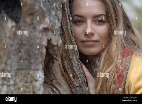 Little cute girl walking through the forest. Spring Stock Photo - Alamy