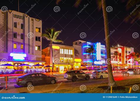 Night Photo Ocean Drive Tourist Destination Miami Editorial Stock Image ...