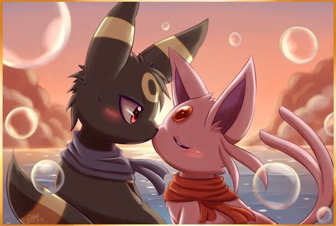 Romantic Eeveelutions Kiss - HD Anime Pokémon Wallpaper