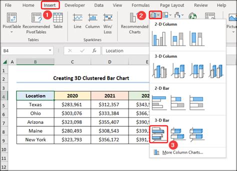 How to Create a 3D Bar Chart in Excel (3 Suitable Examples)