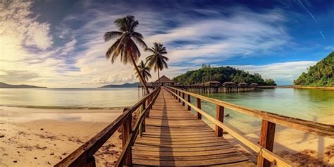 Premium AI Image | Nature panoramic landscape Amazing Panorama sandy tropical beach with ...