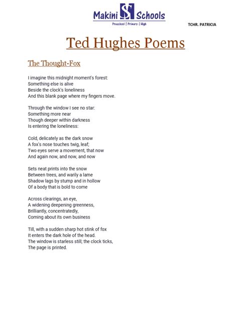 Ted Hughes Poems | PDF