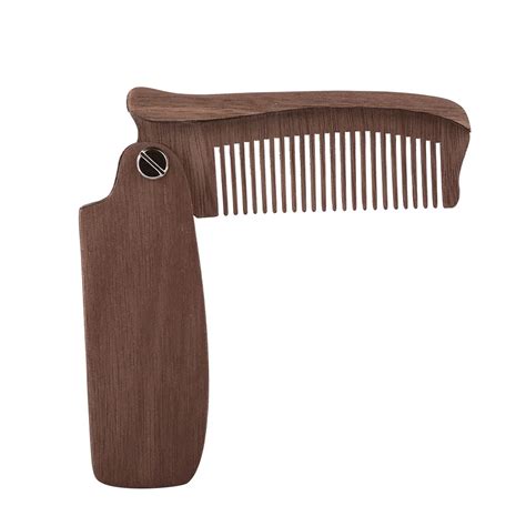 Folding Moustache & Beard Comb Multifunctional Wood Anti static Moustache Comb Hair Comb Brush ...