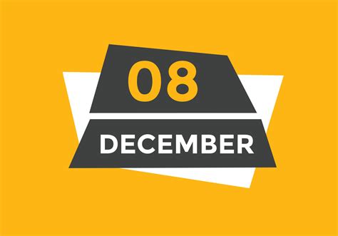 december 8 calendar reminder. 8th december daily calendar icon template. Calendar 8th december ...