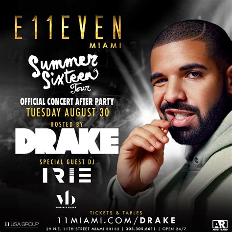 DRAKE: OFFICIAL CONCERT AFTER PARTY DAY 1 Tickets at E11EVEN Miami in ...