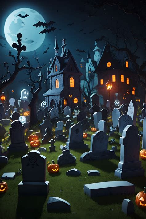 Whimsical Halloween Haven Kid-Friendly 3D Animated Graveyard PNG Images | PNG Free Download ...