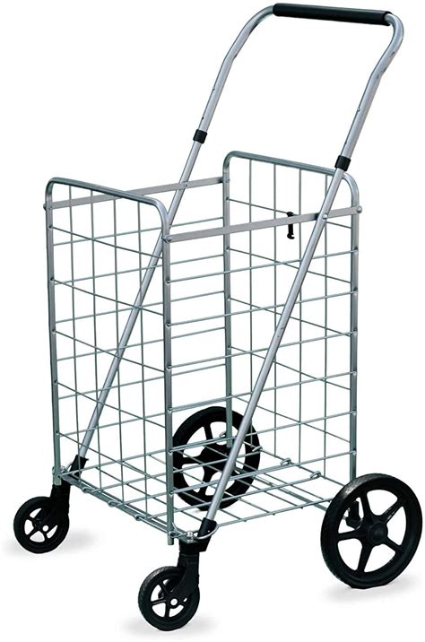 Wellmax Grocery Shopping Cart with Swivel Wheels, Foldable and Collapsible Utility Cart with ...