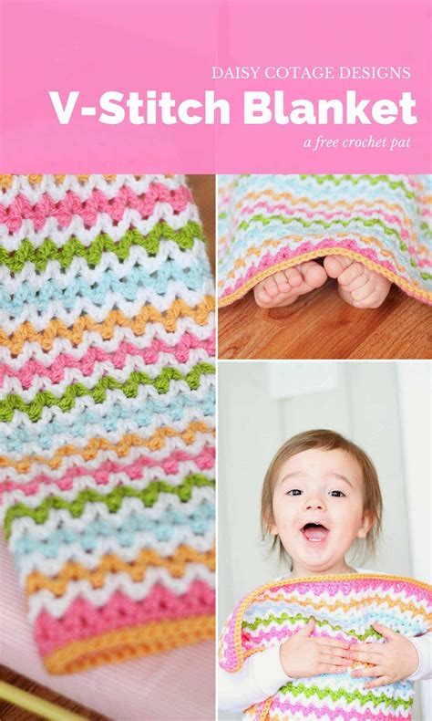 Pretty V-Stitch Blanket Crochet Pattern - Daisy Cottage Designs