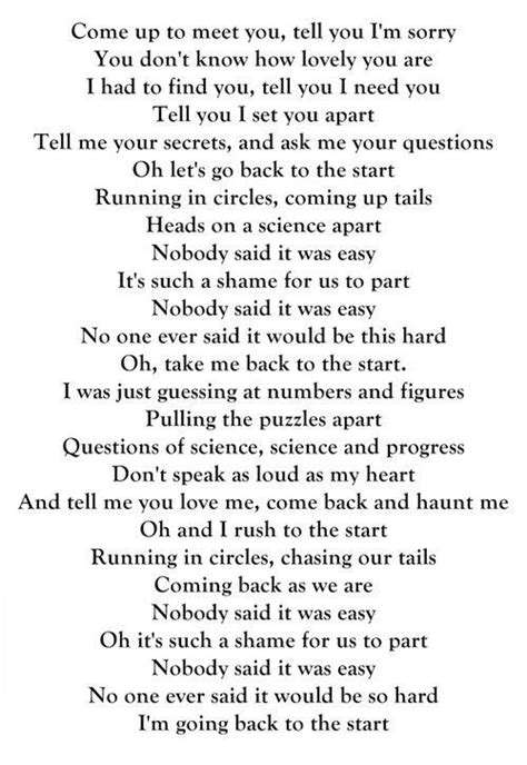 Coldplay Songs Lyrics Scientist