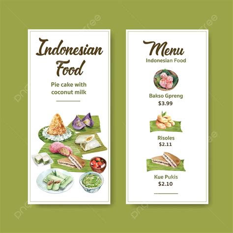 Watercolor Illustrated Indonesian Snack Menu Template Cake Meal Culture ...