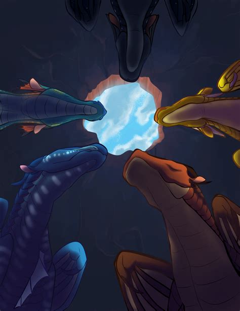 [Wof Zine] Dragonets lookinig up at the skyhole by Liliumaa | Wings of fire dragons, Wings of ...