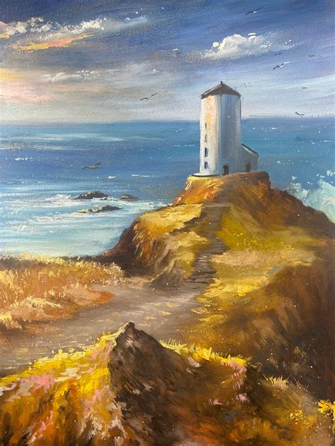 Lighthouse original oil painting Sea art Lighthouse art | Etsy