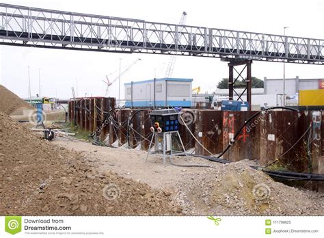 Pedestrian Bridge Over Th Construction Site Editorial Image - Image of ...