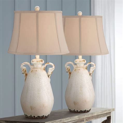 Horace Rustic Farmhouse Table Lamps Set of 2 with Nightlight Miner ...