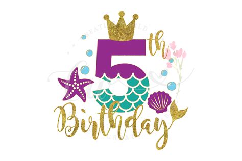 My 5th Birthday Mermaid SVG | Mermaid SVG | Mermaid Birthday (345939) | SVGs | Design Bundles