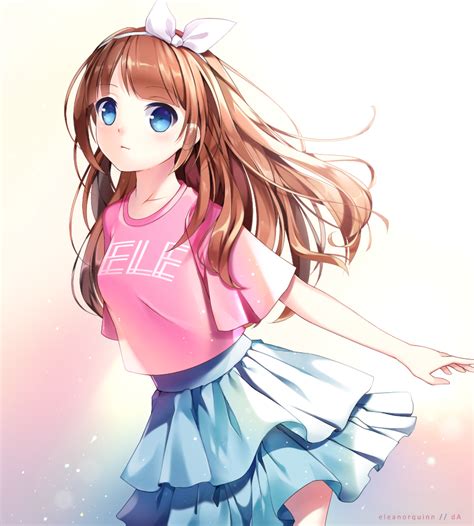 Brown Hair, Blue Eyes, and a Bow [Original] : r/awwnime