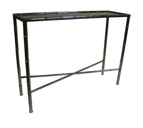 Faux bamboo console table in chrome, 1960s | #80865