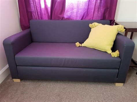 Ikea SOLSTA blue 2 seat futon/sofa bed | in The Shore, Edinburgh | Gumtree