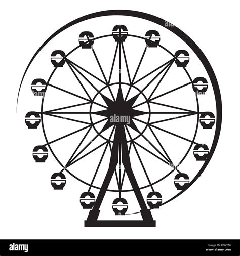 Ferris Wheel Silhouette from Amusement Park. Vector Illustration Stock ...