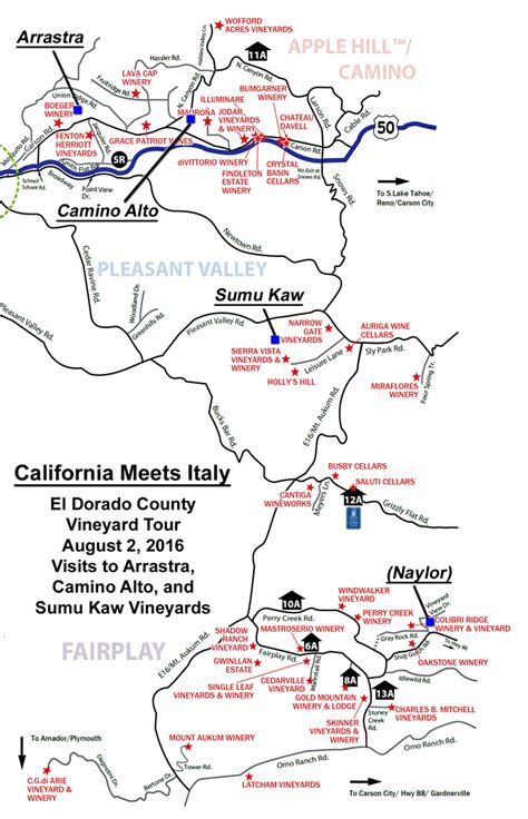 California Meets Italy – El Dorado County Vineyard Tour - August 2016