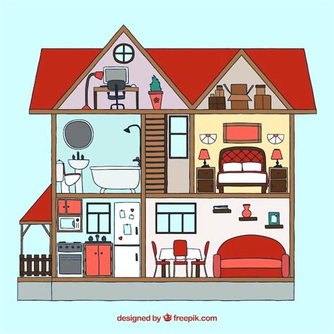 Interior de casa con muebles dibujados a mano | Vector Gratis