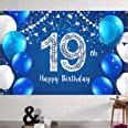 Amazon.com: HAMIGAR 6x4ft Happy 19th Birthday Banner Backdrop - 19 Years Old Birthday ...