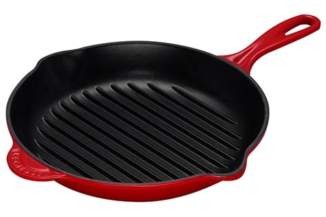 Le Creuset 10 1/4-Inch Round Skillet Grill, Red L2023-26-67 | Grilling, Learn faster, Dutch oven ...