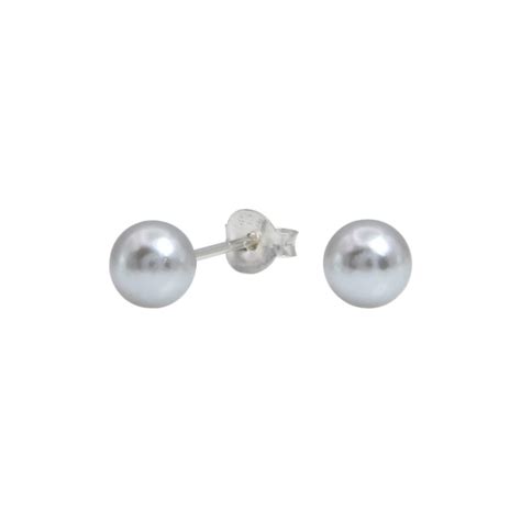 6mm Pearl Sliver Stud Earrings - 925 Silver Jewelry