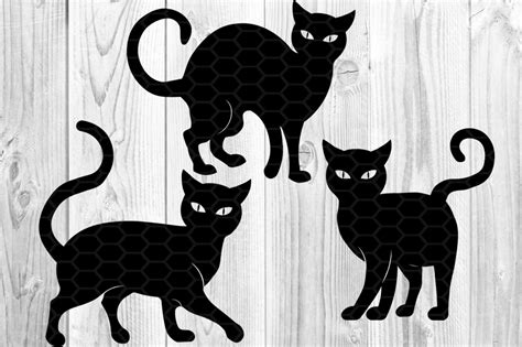 Halloween Cat SVG Silhouette Clipart Set By Mandala Creator | TheHungryJPEG