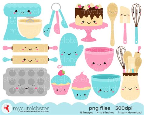 Cute Baking Clipart Baking Clip Art Set Cake Whisk Spoon - Etsy Australia