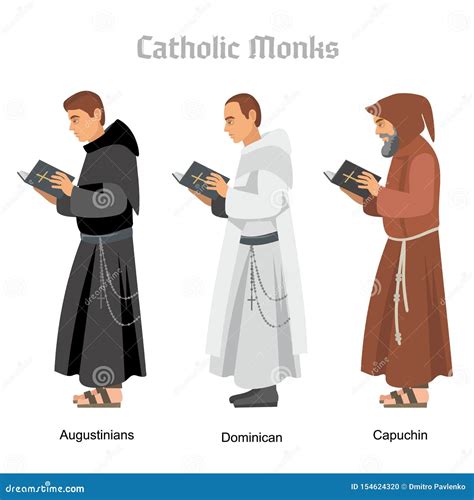 Catholic Monk In A Cassock With A Hood Praying On His Knees Stock Illustration | CartoonDealer ...