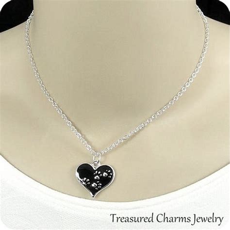 Heart and Paw Prints Necklace Silver Plated Heart Paw Prints - Etsy