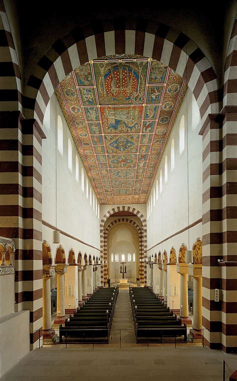 Interior view toward the apse of the Abbey Church of St. Michael’s in Hildesheim, Germany (c ...