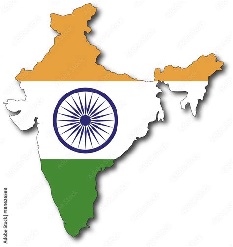 vector flag map of india, outline drawing with shadow Stock Vector | Adobe Stock