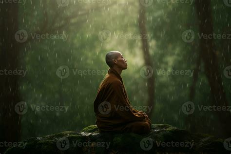 Monk meditation forest tree. Generate Ai 27457130 Stock Photo at Vecteezy