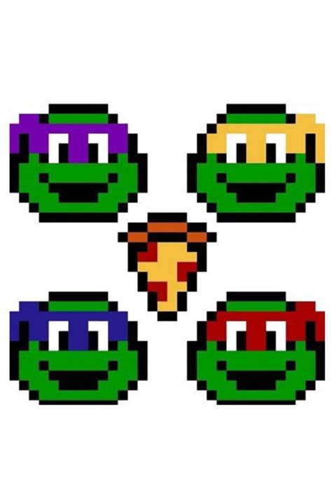 the teenage mutant turtles are in pixel art, and they look like they have their eyes open