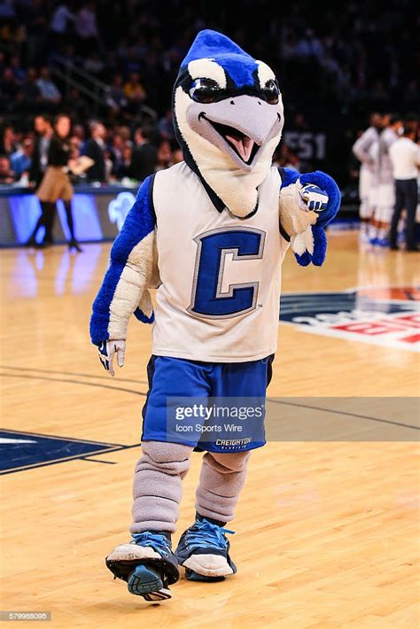 Creighton Bluejays Mascot Billy Bluejay during the first half of the ...