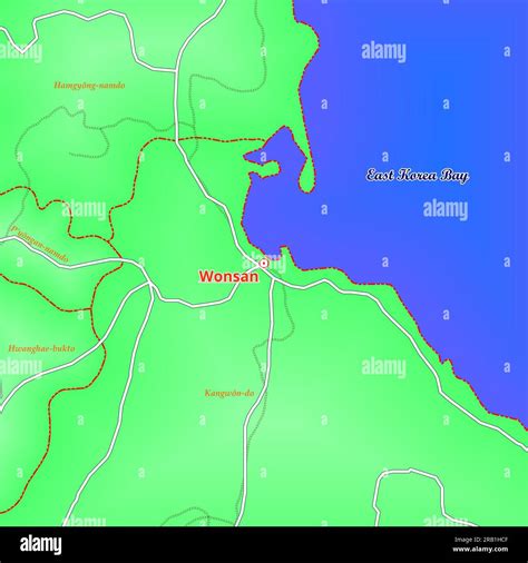 Map of Wonsan City in North Korea Stock Photo - Alamy