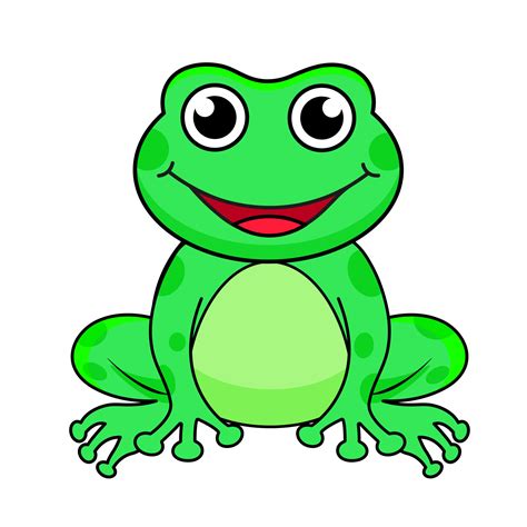 bright vector illustration of a frog, cute frog sitting, hand drawing ...