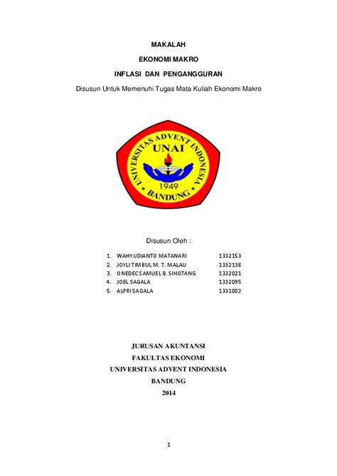 (DOC) MAKALAH EKONOMI MAKRO INFLASI DAN PENGANGGURAN Disusun Untuk Memenuhi Tugas Mata Kuliah ...