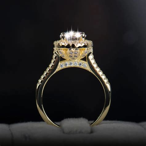 2016 new fasion jewelry real 925 sterling silver ring gold plated engagement wedding rings AAAAA ...