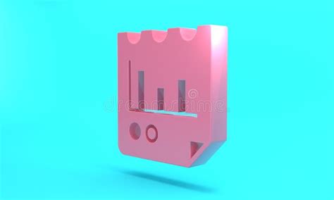 Pink Document Folder Icon Isolated on Blue Background. Accounting Binder Symbol. Bookkeeping ...