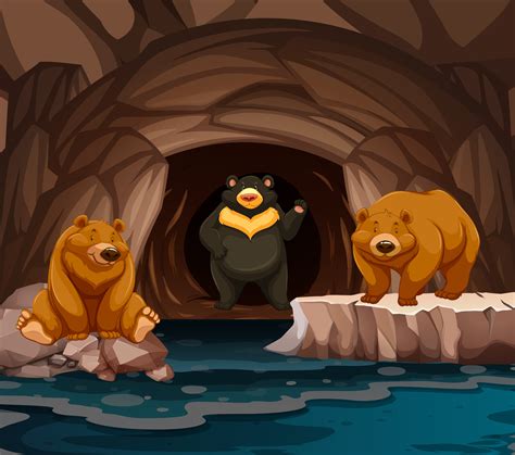 Bears living in the cave 297757 Vector Art at Vecteezy