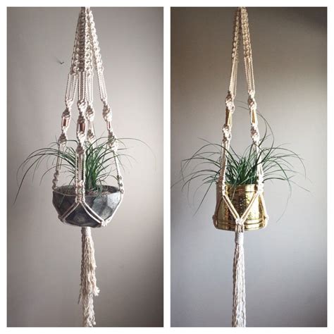 Large ELSA Macramé Plant Hanger//Bulky Chunky Natural White Boho Hippie ...